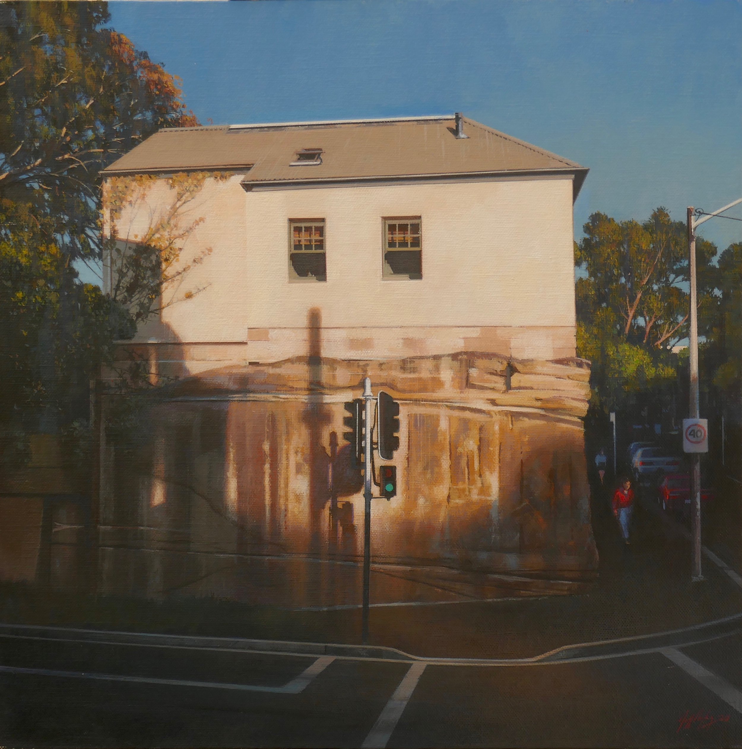 Evening, corner of Liverpool and Bourke St  