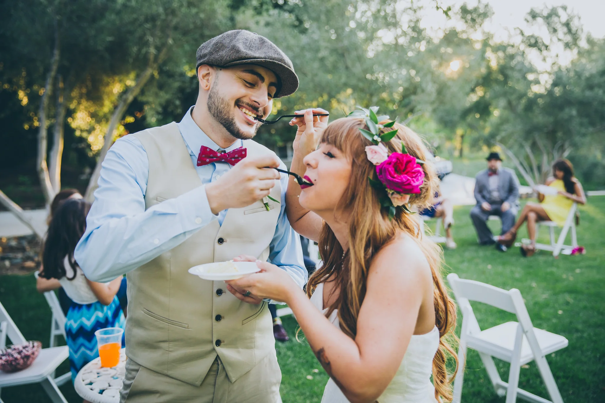 couple feeding each other