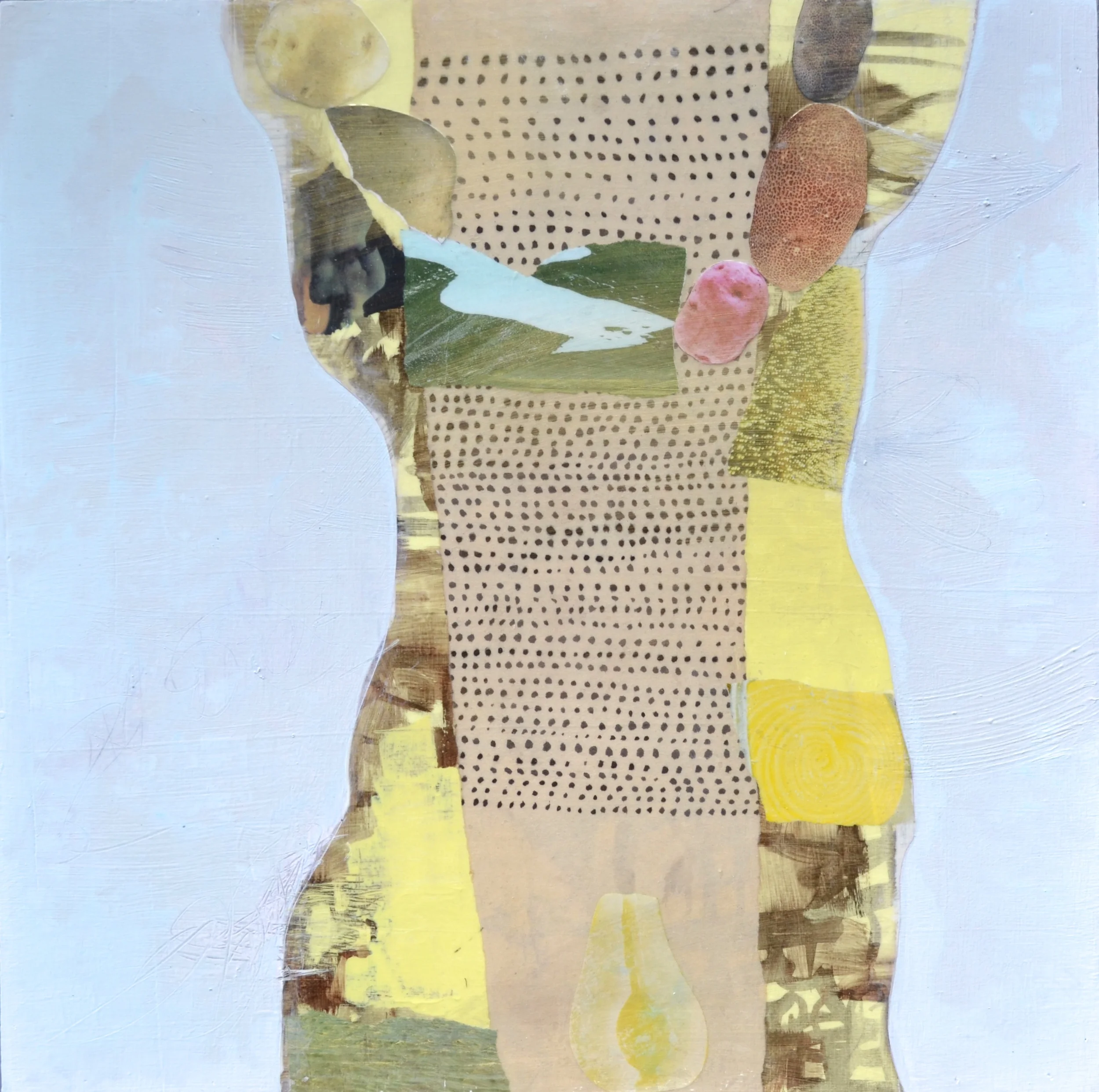 Venus Returns, acrylic and collage on wood panel, 24 x 24 inches