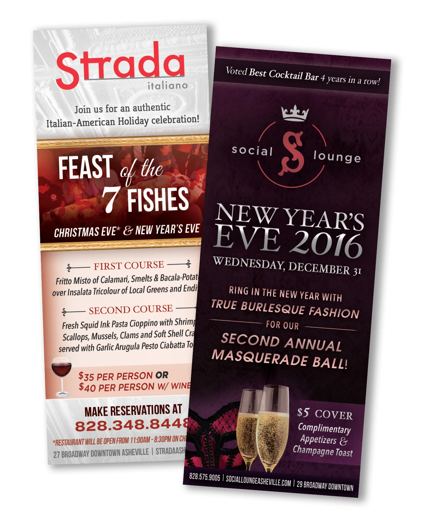 Strada & Social Lounge Holiday Rack Cards