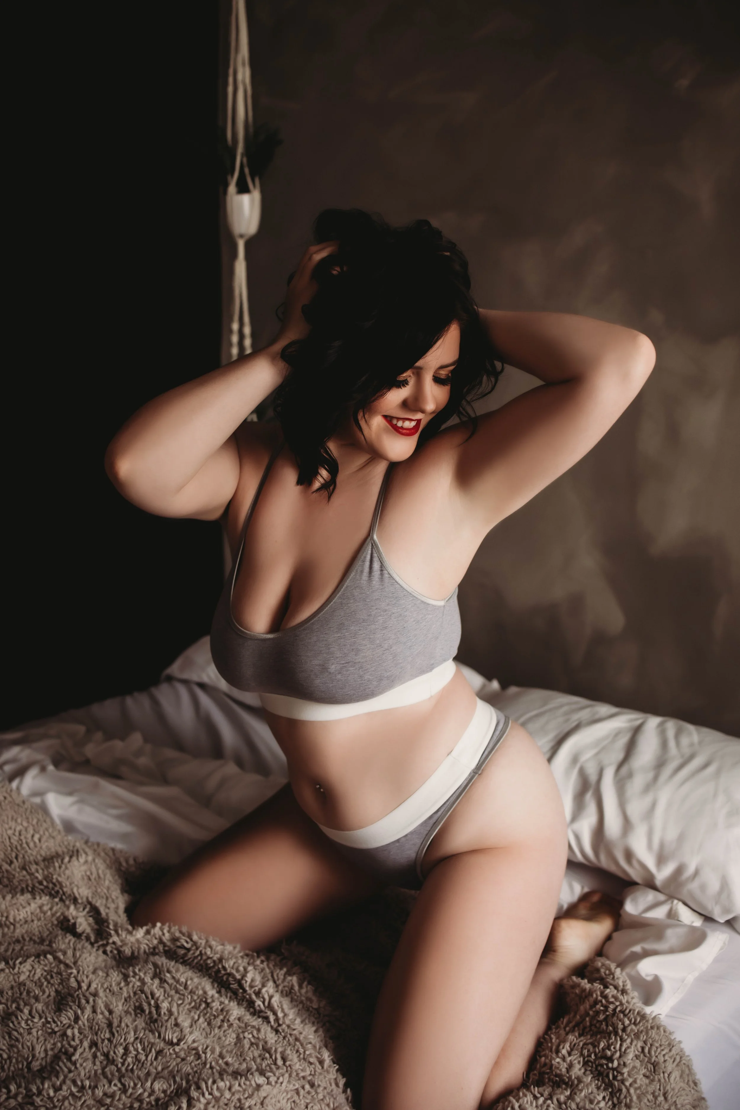 smiling boudoir shot
