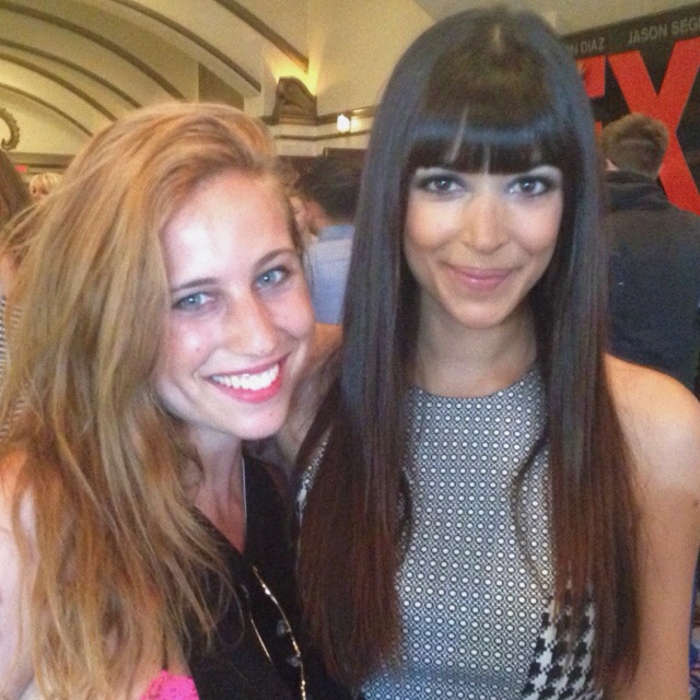Hannah Simone (Cece) from New Girl is the ultimate sweetheart. "Oh my God! I'm going to get my boobs all over you!" she said, panicking at my height in comparison to hers. Here I am on stilts/tippee toes. Editor's note: This is from the same night, I just had to run to the car to change outfits because pencil skirts are LITERALLY the Houdini-straight jackets of fashion and why anyone would submit themselves to that kind of torture I don't know.