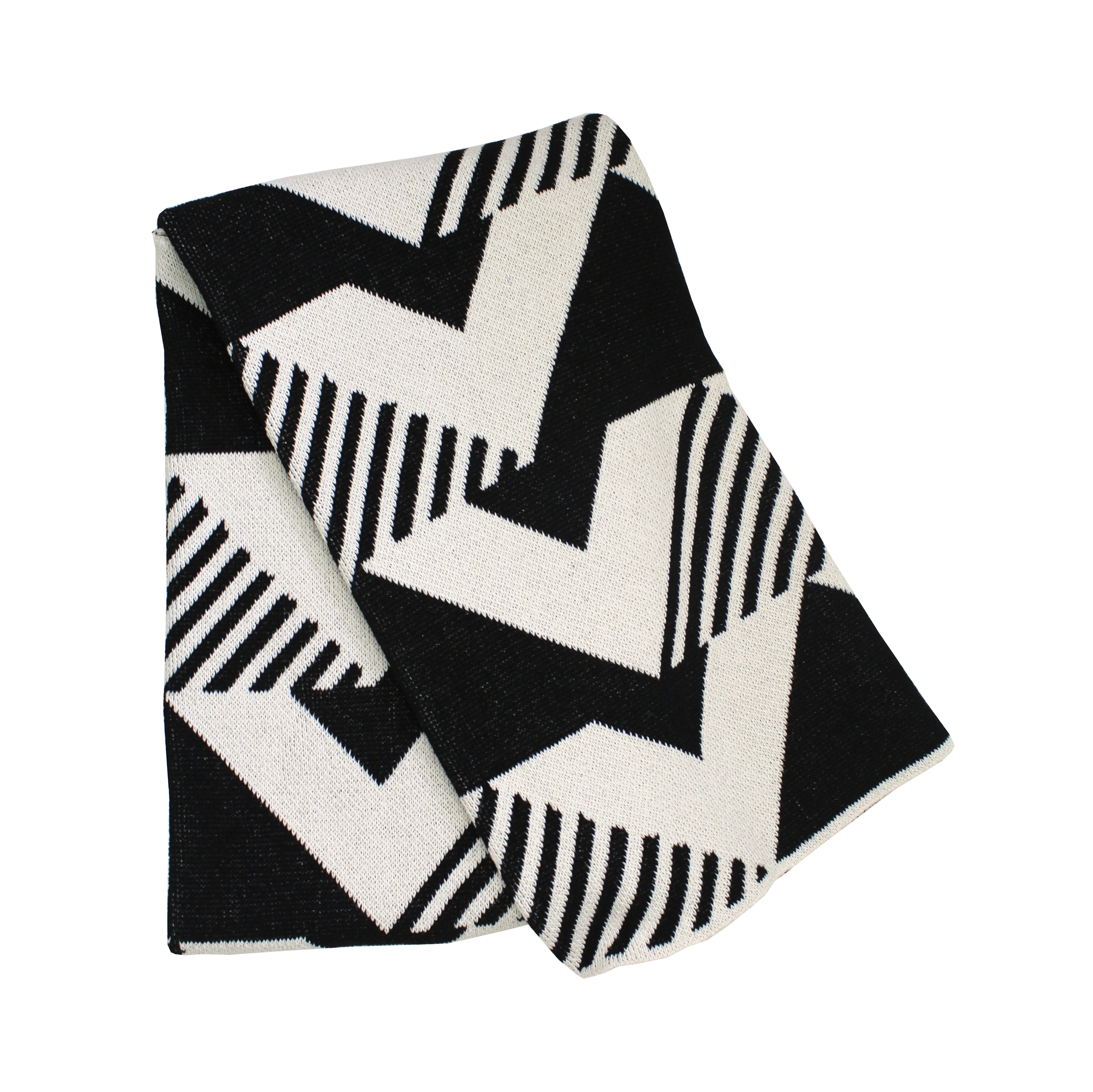 black and white graphic throw blanket