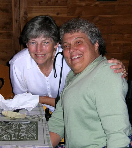  Cheryl and Ranetta at annual okra dinner at Ranetta&#39;s farm. 