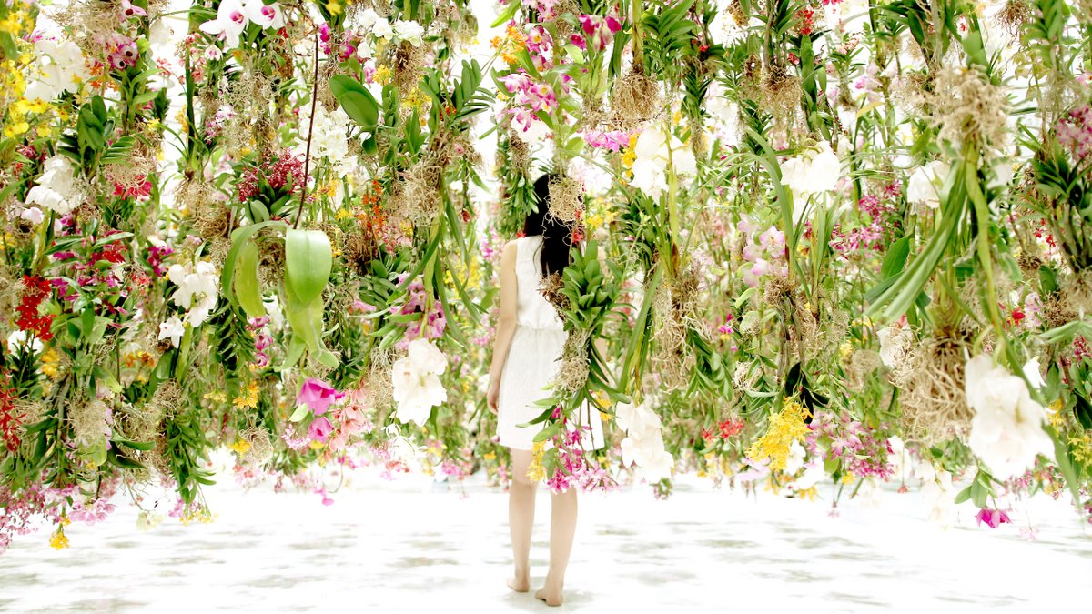 installazione "Floating flowers"by Japanese Art Collective teamLab