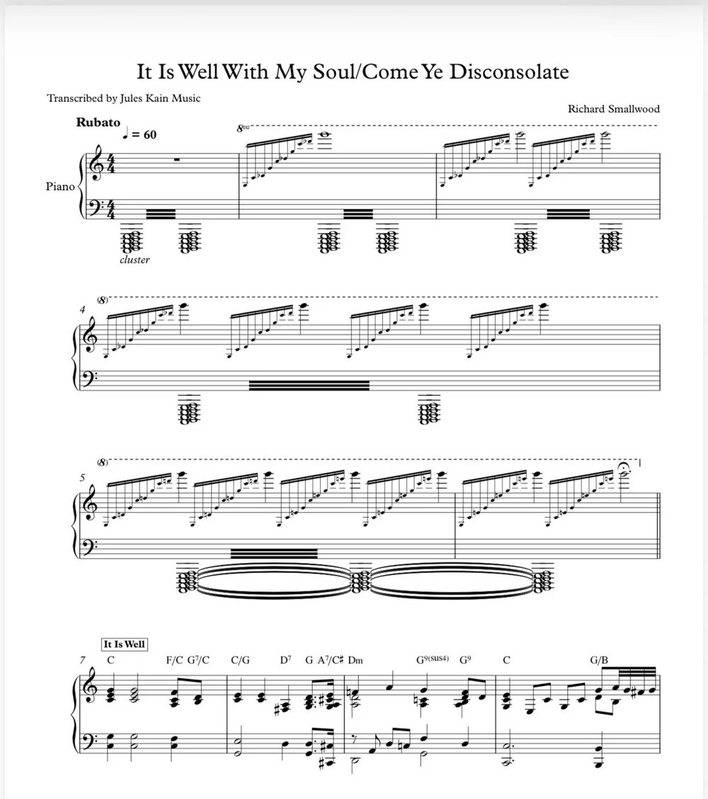 Richard Smallwood - It Is Well/Come Ye Disconsolate- Sheet Music