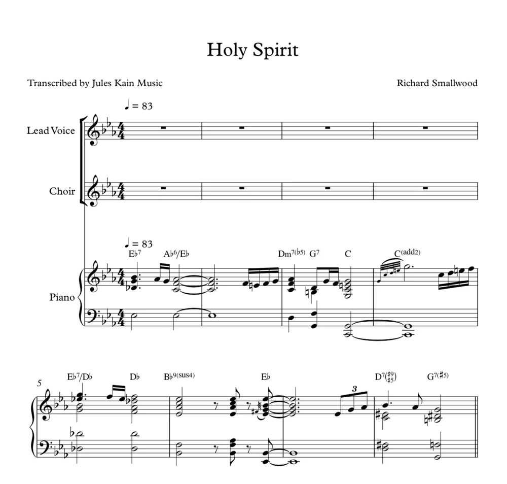 Holy Spirit - Richard Smallwood - Choir Parts - SAT - Sheet Music