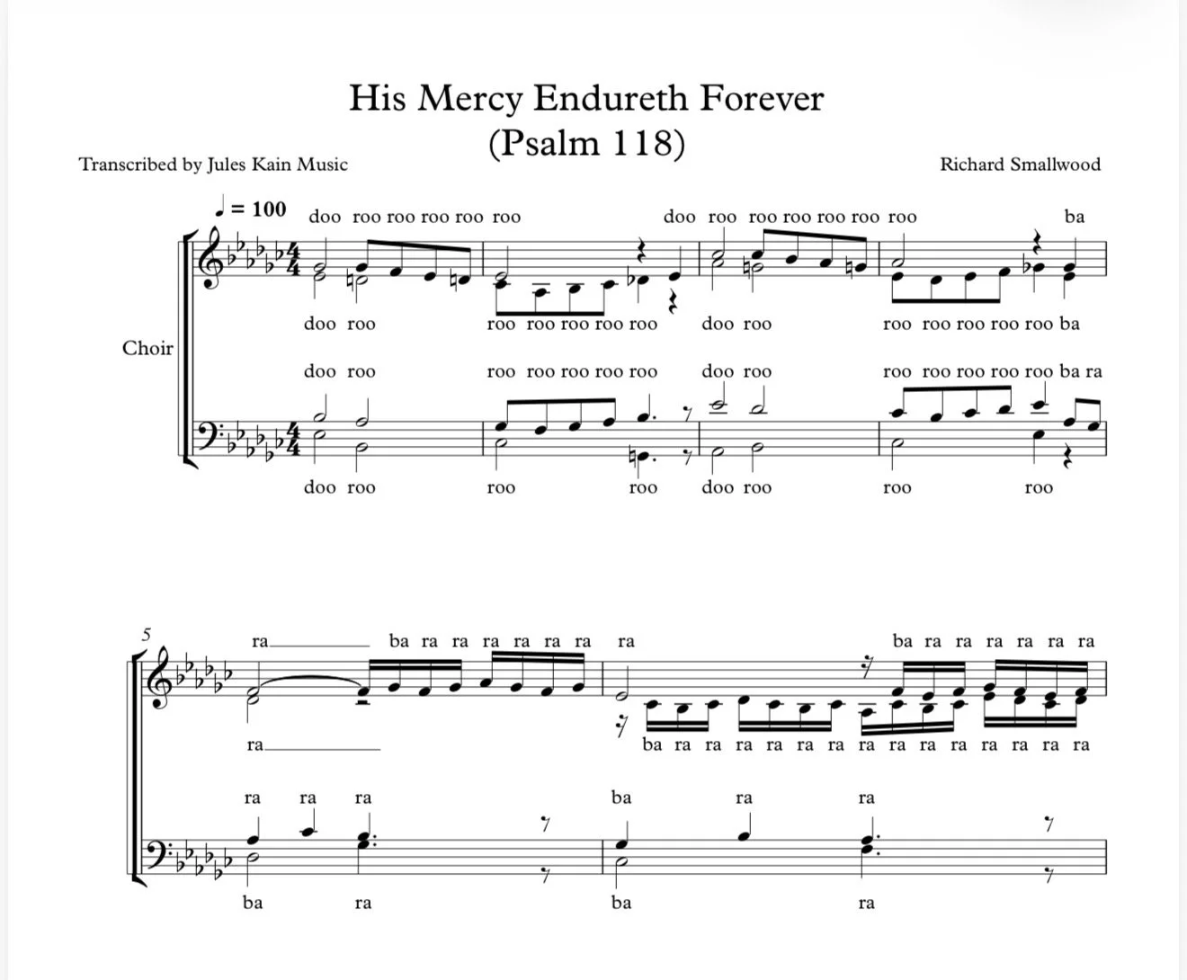 His Mercy Endureth Forever (Psalm 118) - SAT - Richard Smallwood