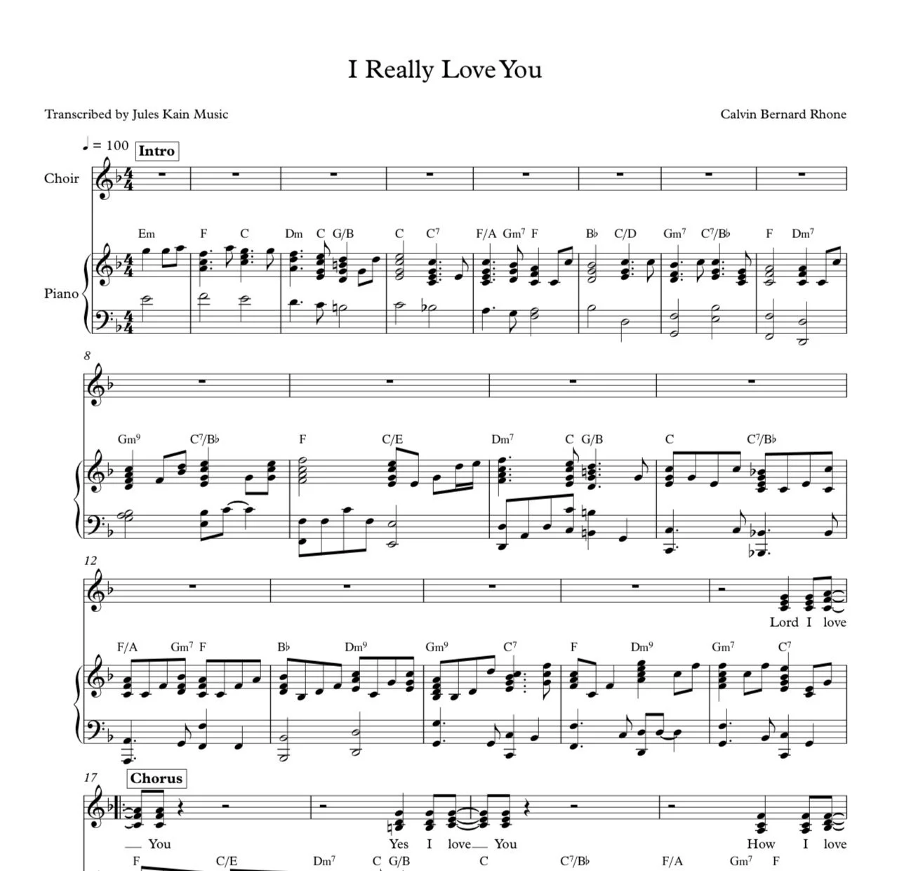 I Really Love You - Calvin Bernard Rhone - SAT