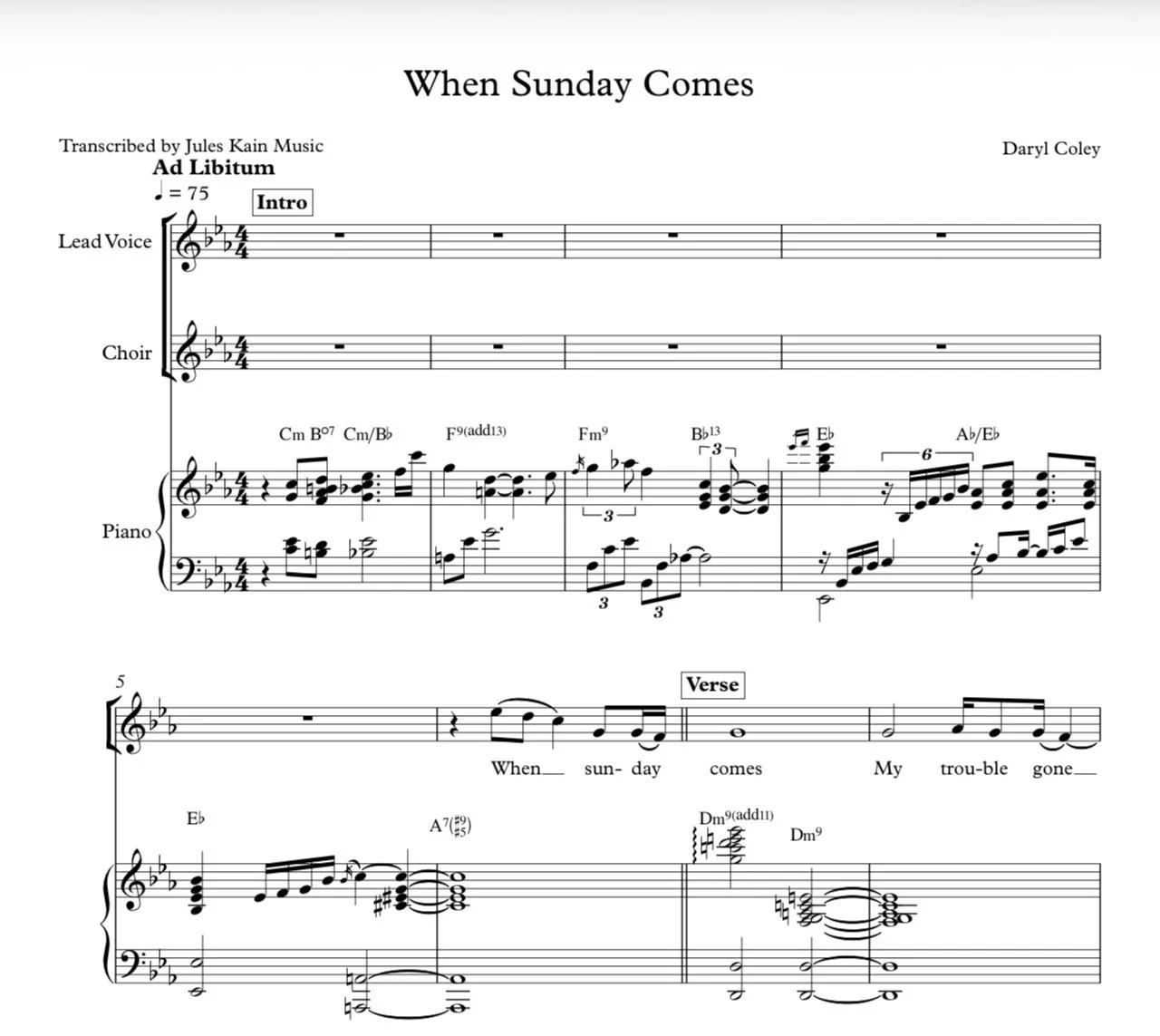 When Sunday Comes - Choir Parts - Daryl Coley - Donald Lawrence - Sheet Music