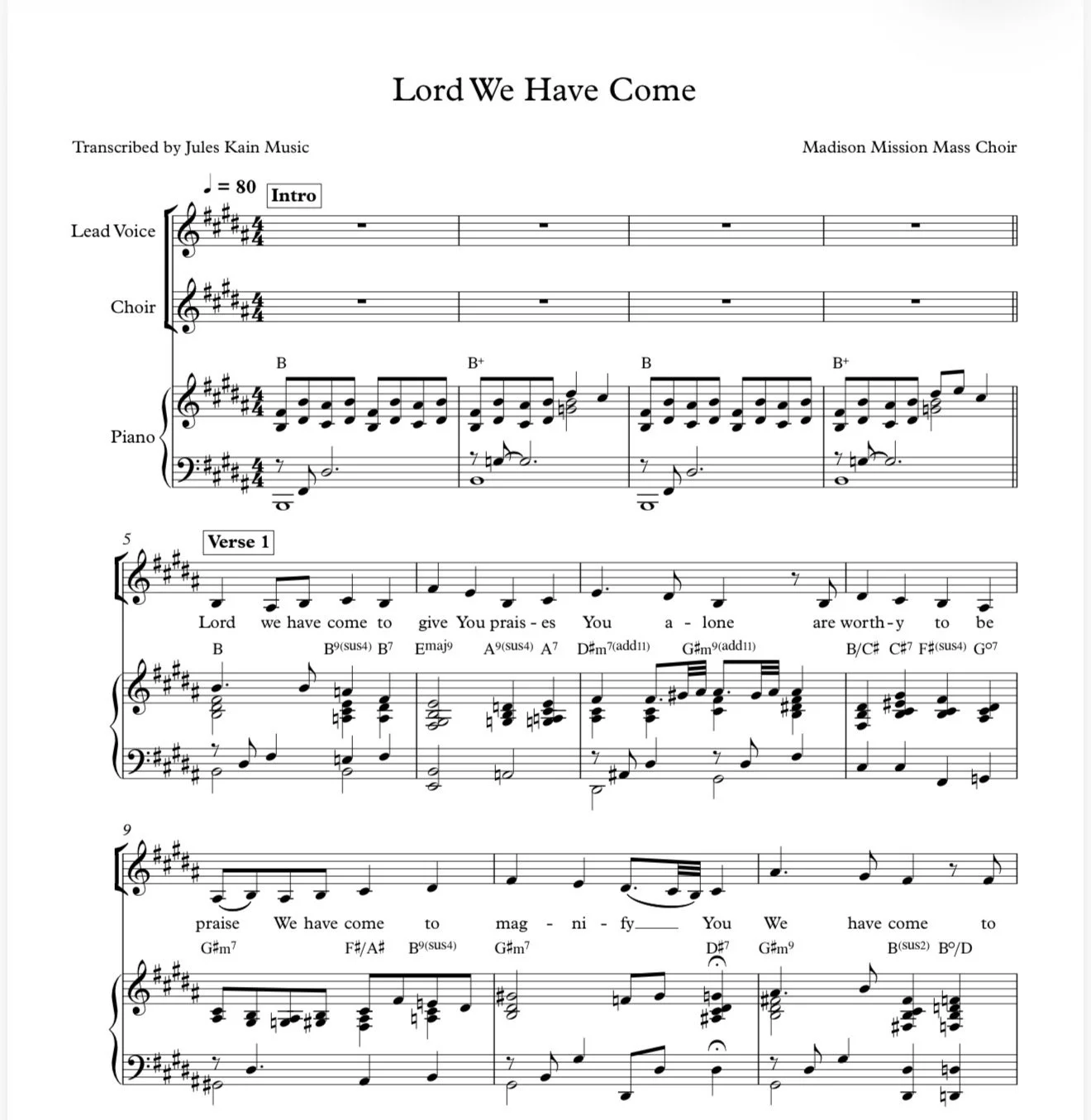 Lord We Have Come - SAT - Madison Mission Mass Choir