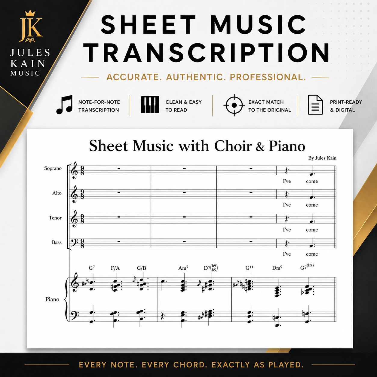 Create Sheet Music with Choir Parts & Piano