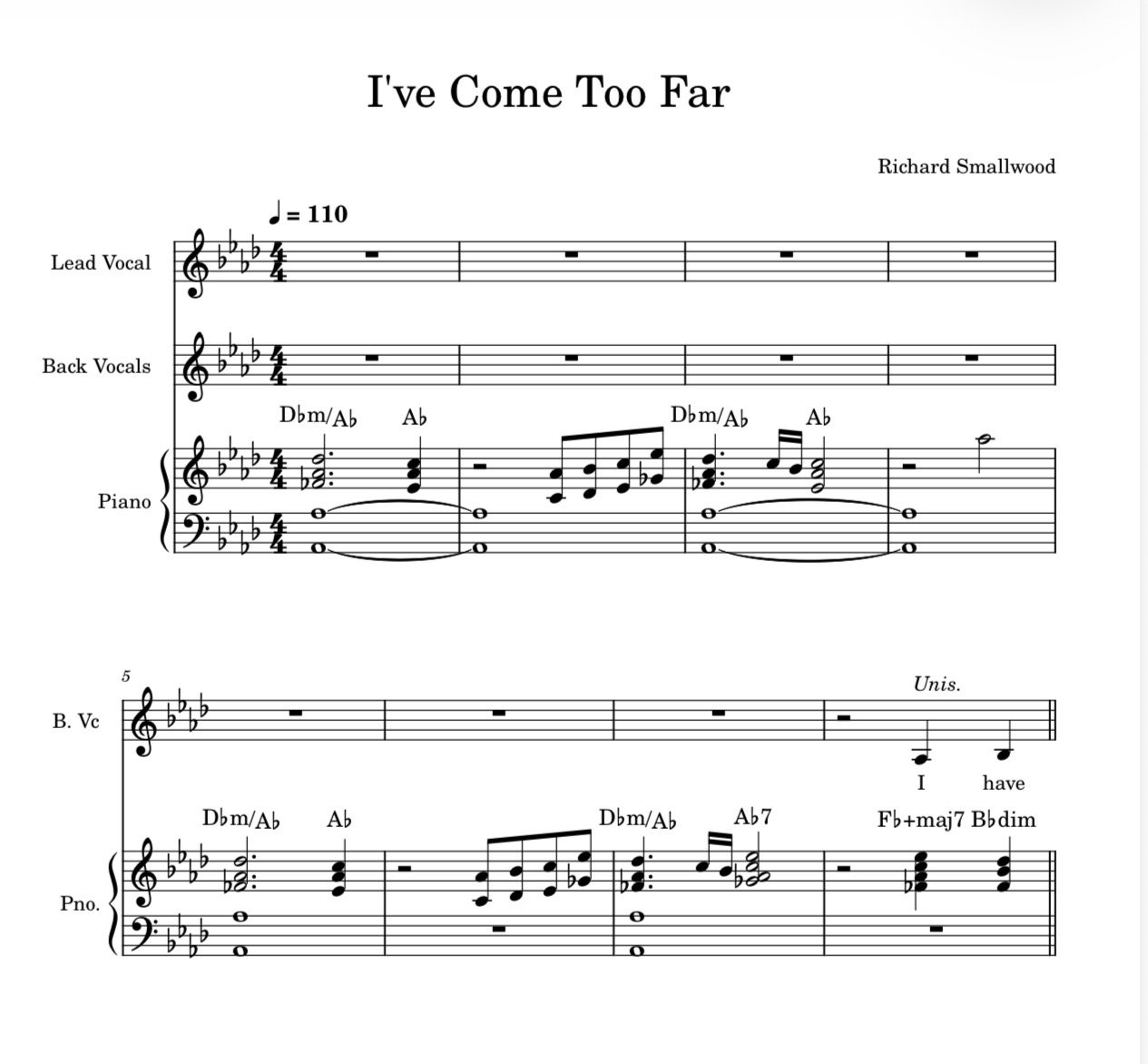 I’ve Come Too Far - Richard Smallwood - Choir Parts