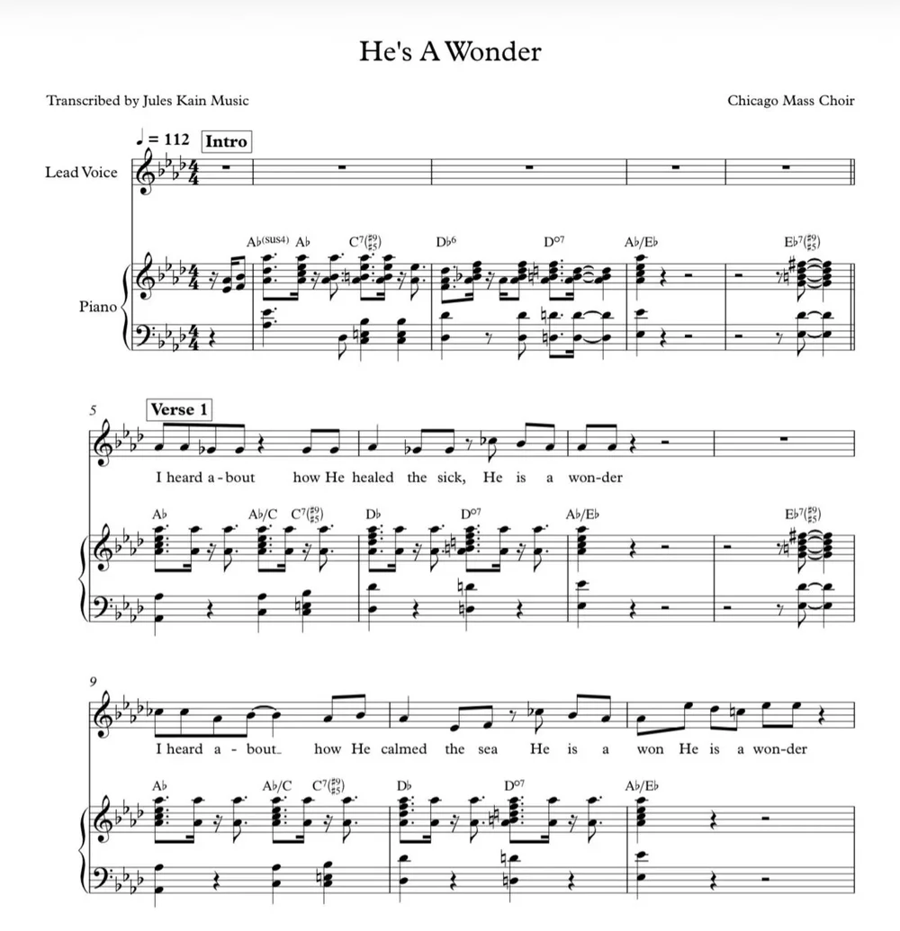 A second sample image from the Jules Kain Music sheet music catalog