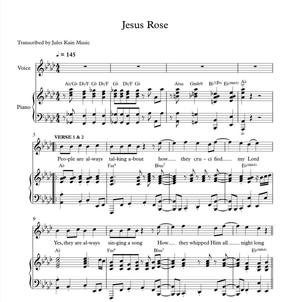 Rev. Milton Brunson - Jesus Rose - Sheet Music — Jules Kain Music