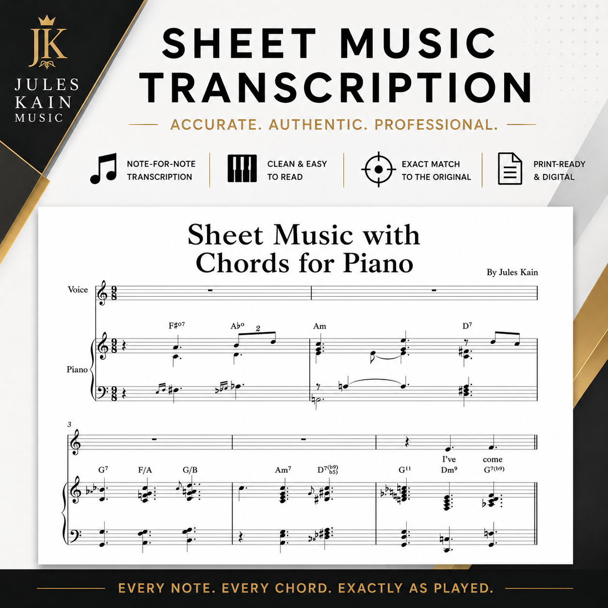 Custom Gospel Song Sheet Music Transcription