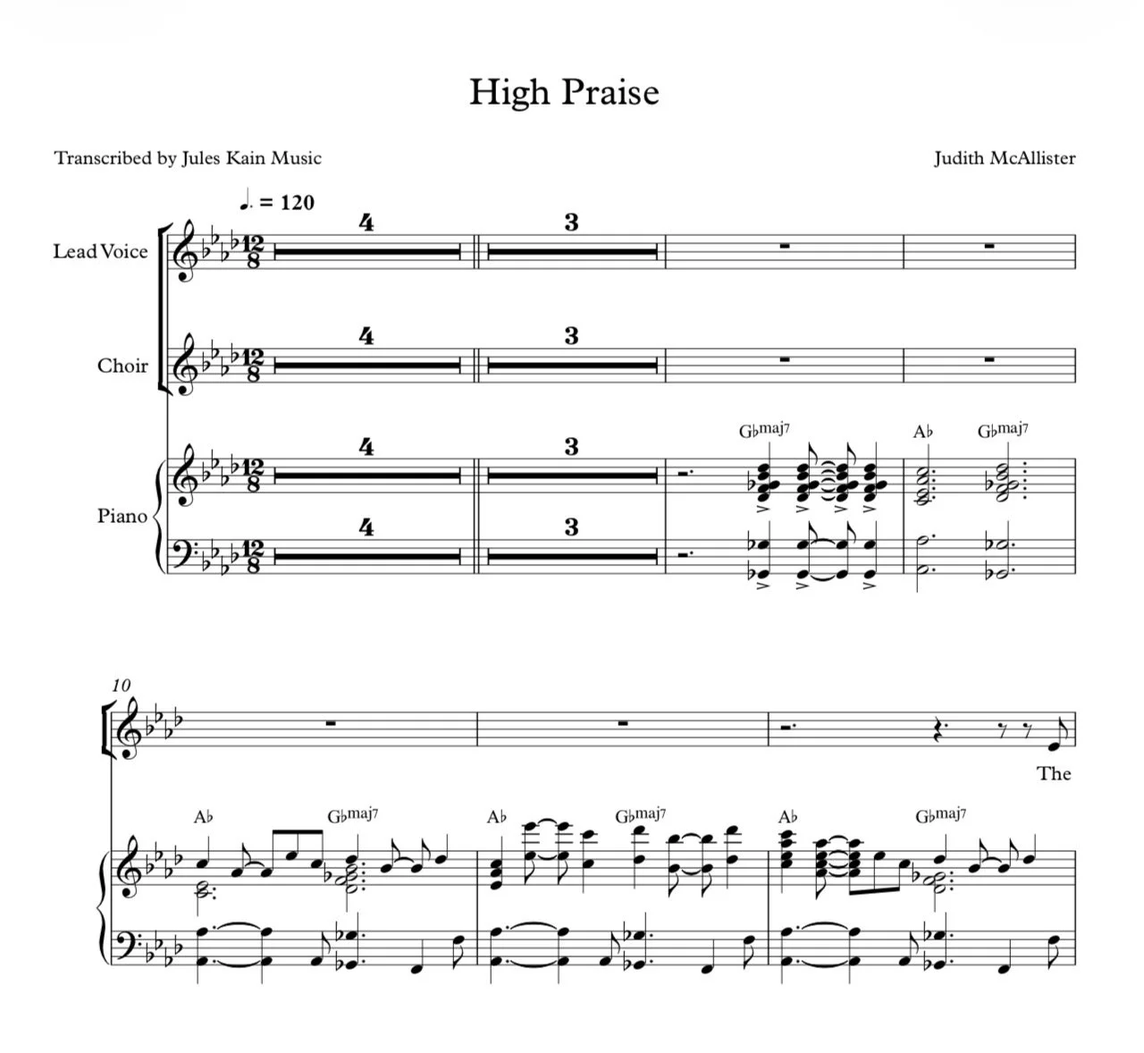 High Praise - Judith McAllister - Choir Parts