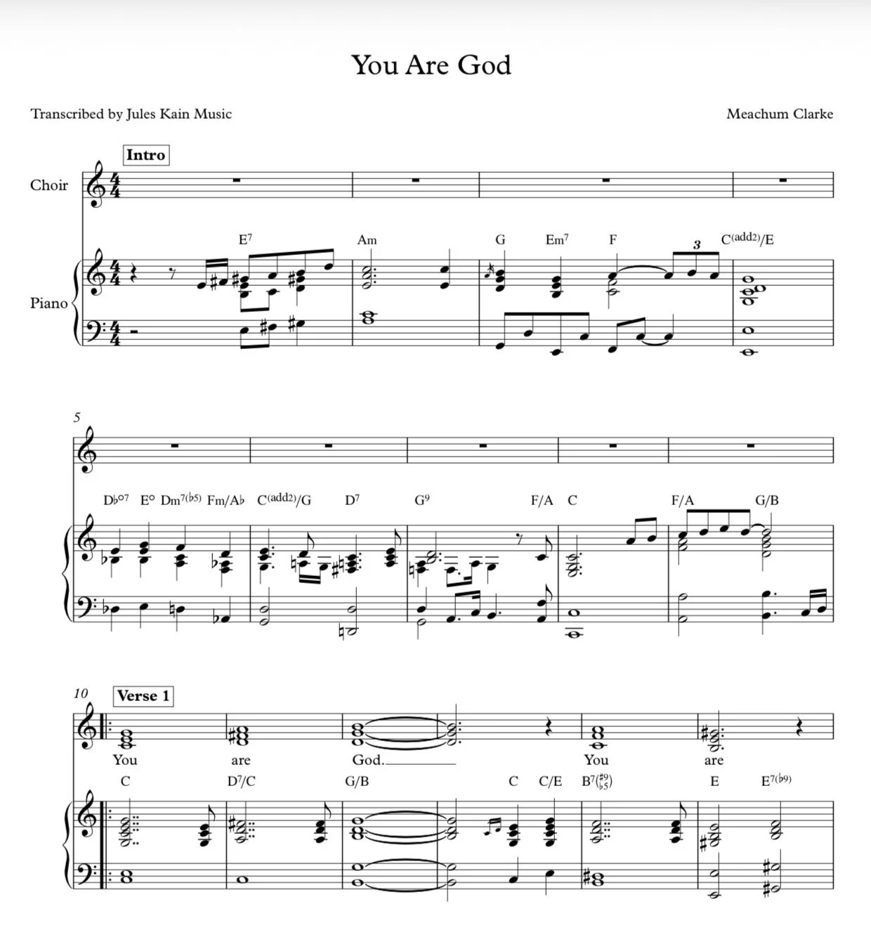 You Are God - Meachum Clarke - Choir Parts