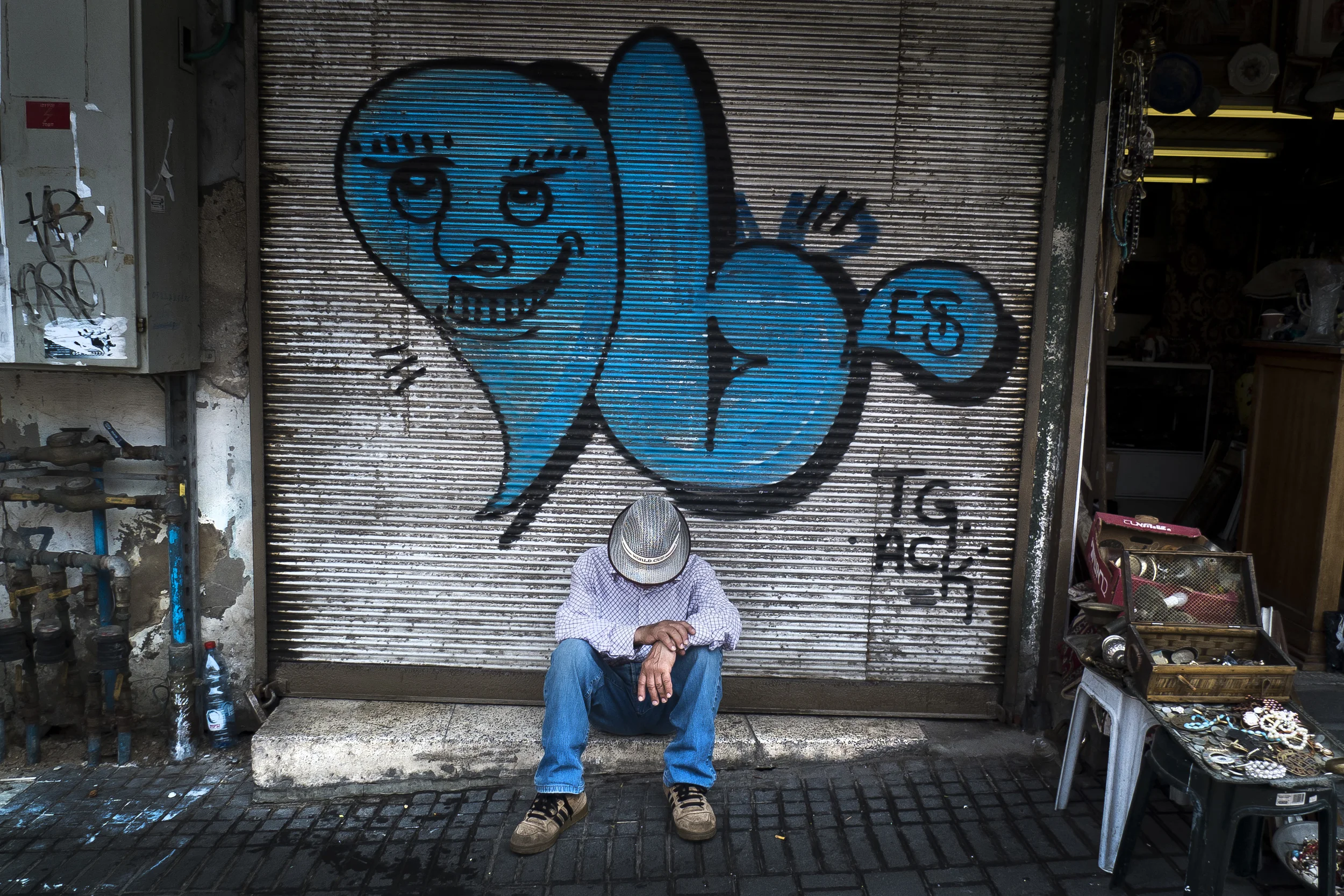Market worker in Jaffa, Israel.