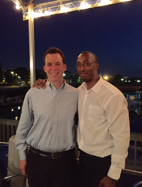 July 2015: Two friends reunite: Mark Murphy and Sean Ellis, classmates and friends from1982-85 at Mitchell Elementary School, Needham, MA.