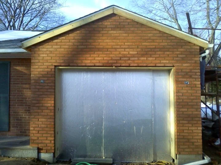 Brick veneer garage