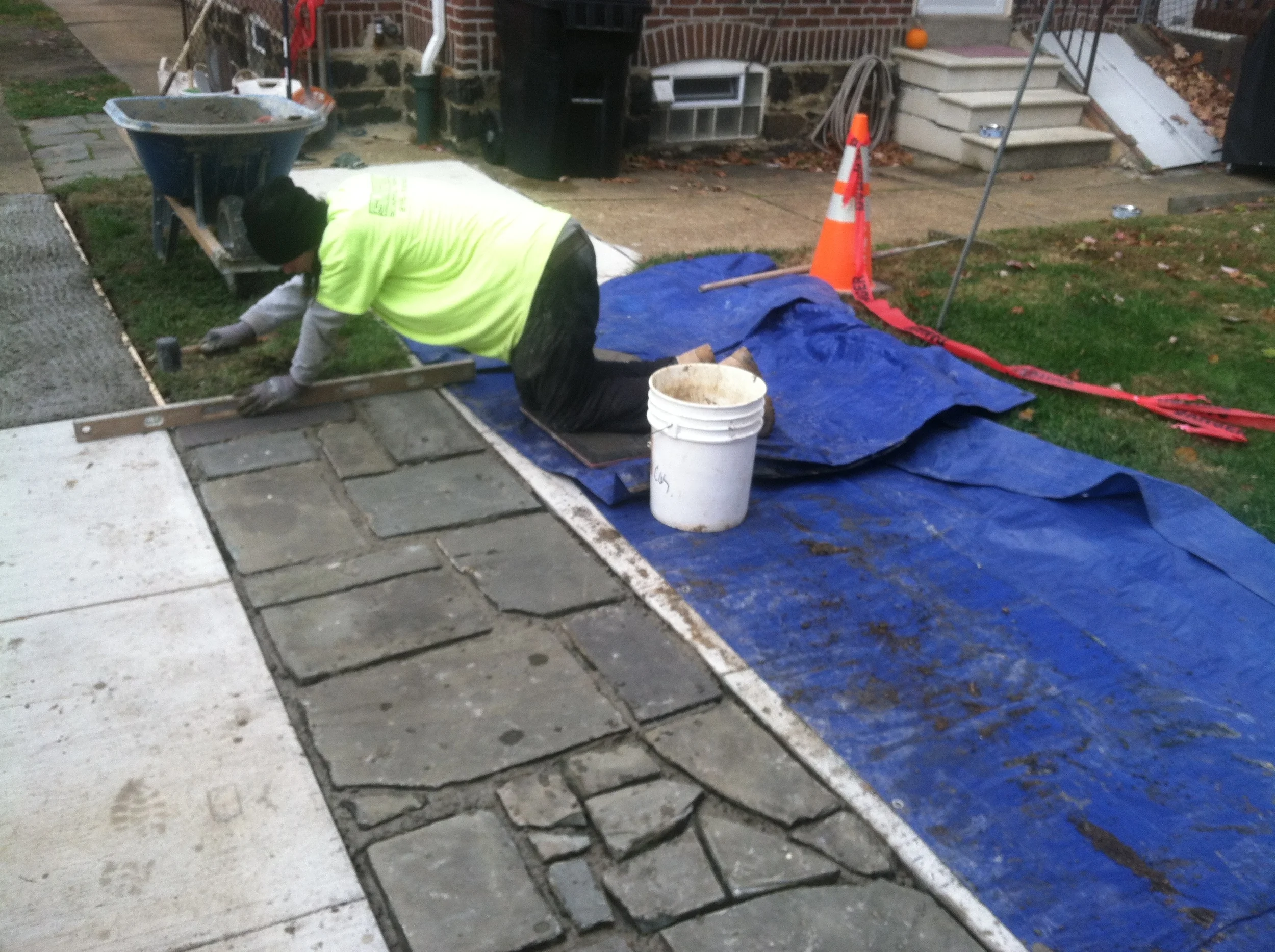 Flagstone sidewalk