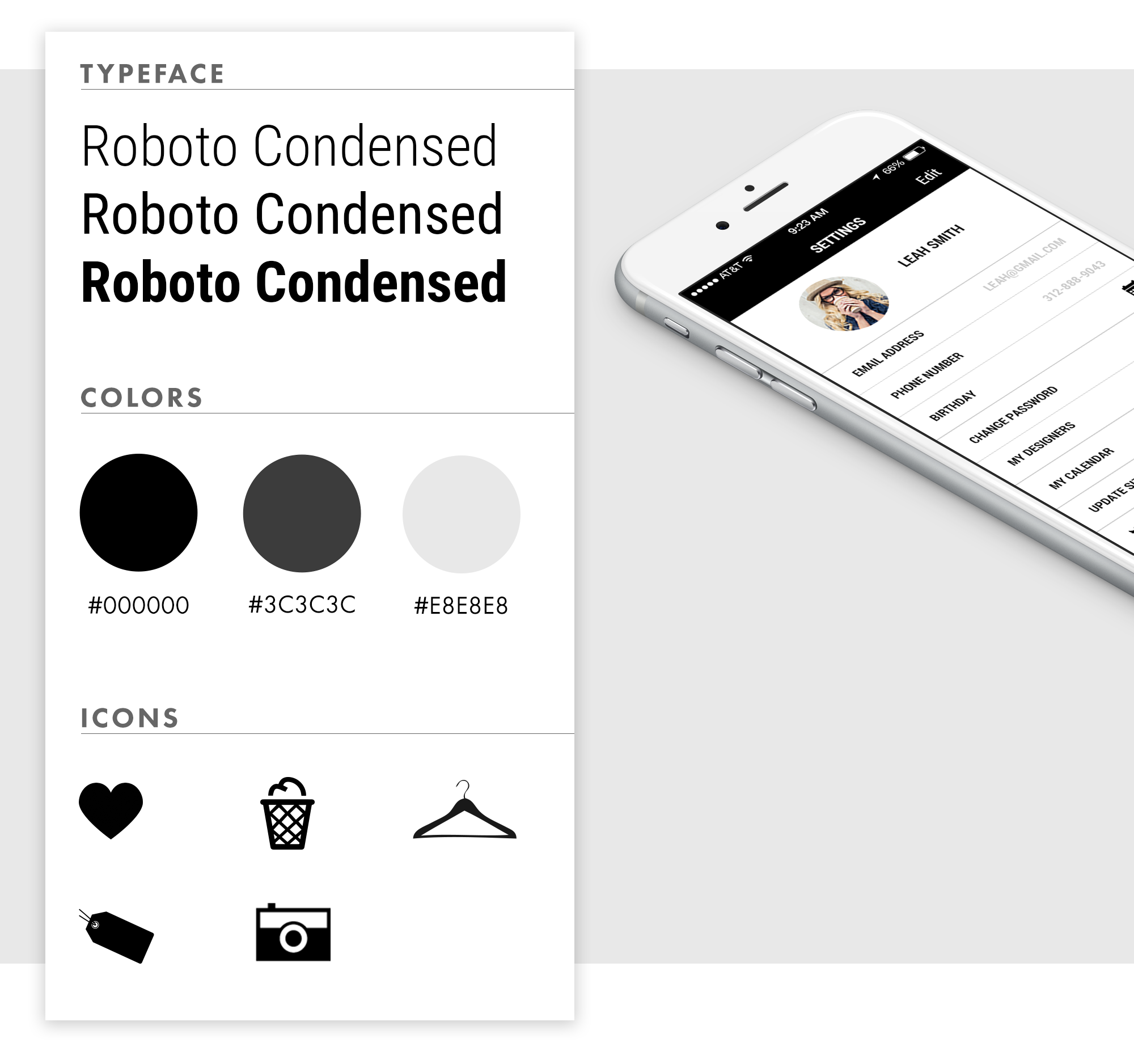 The monotone aesthetic of the app is clean and mod, allowing the user's clothes to shine bright and colorful. 