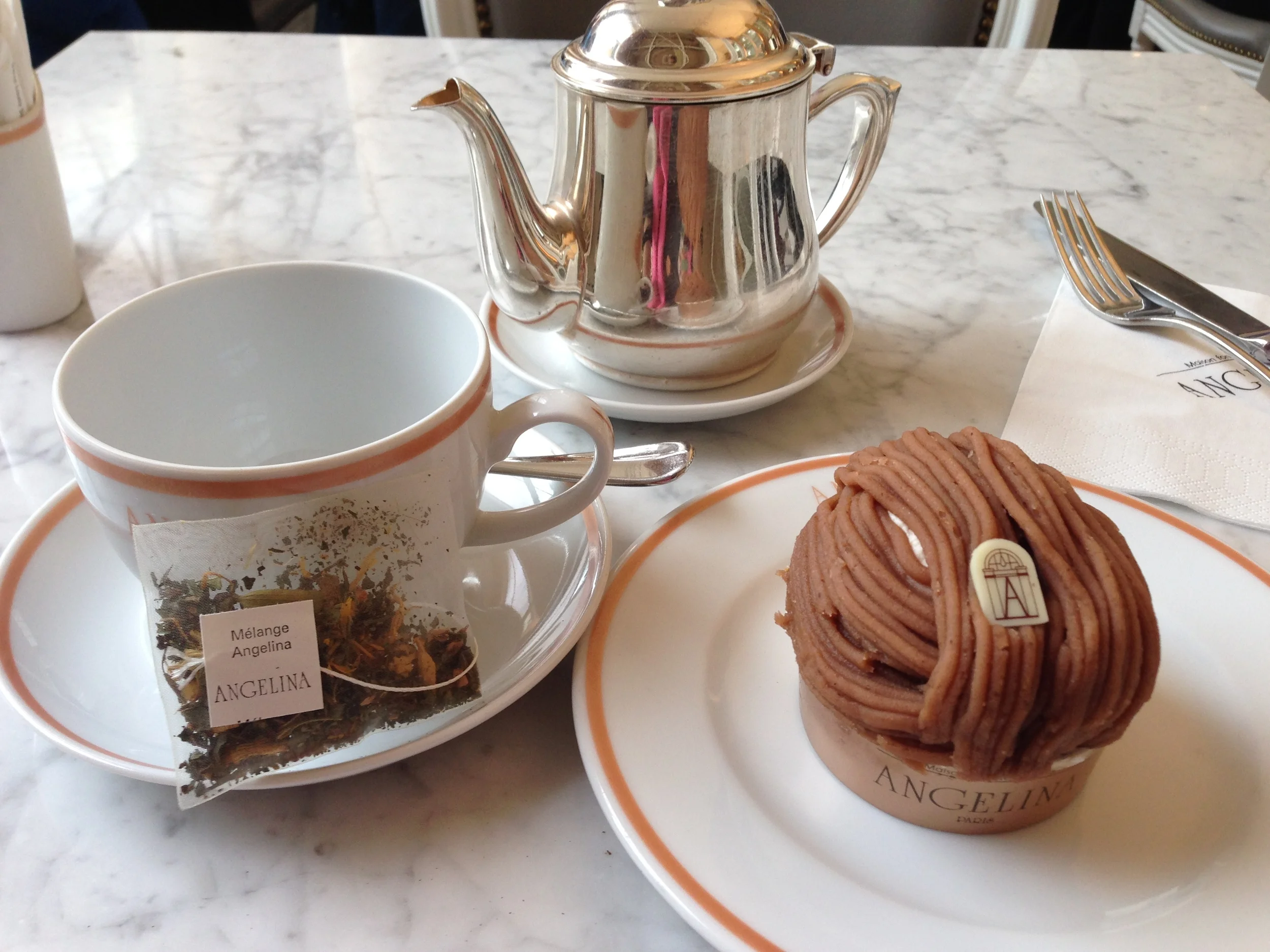 Tea at Angelina and Mont Blanc pastry, a long time favorite in Paris. Photo: DelRae