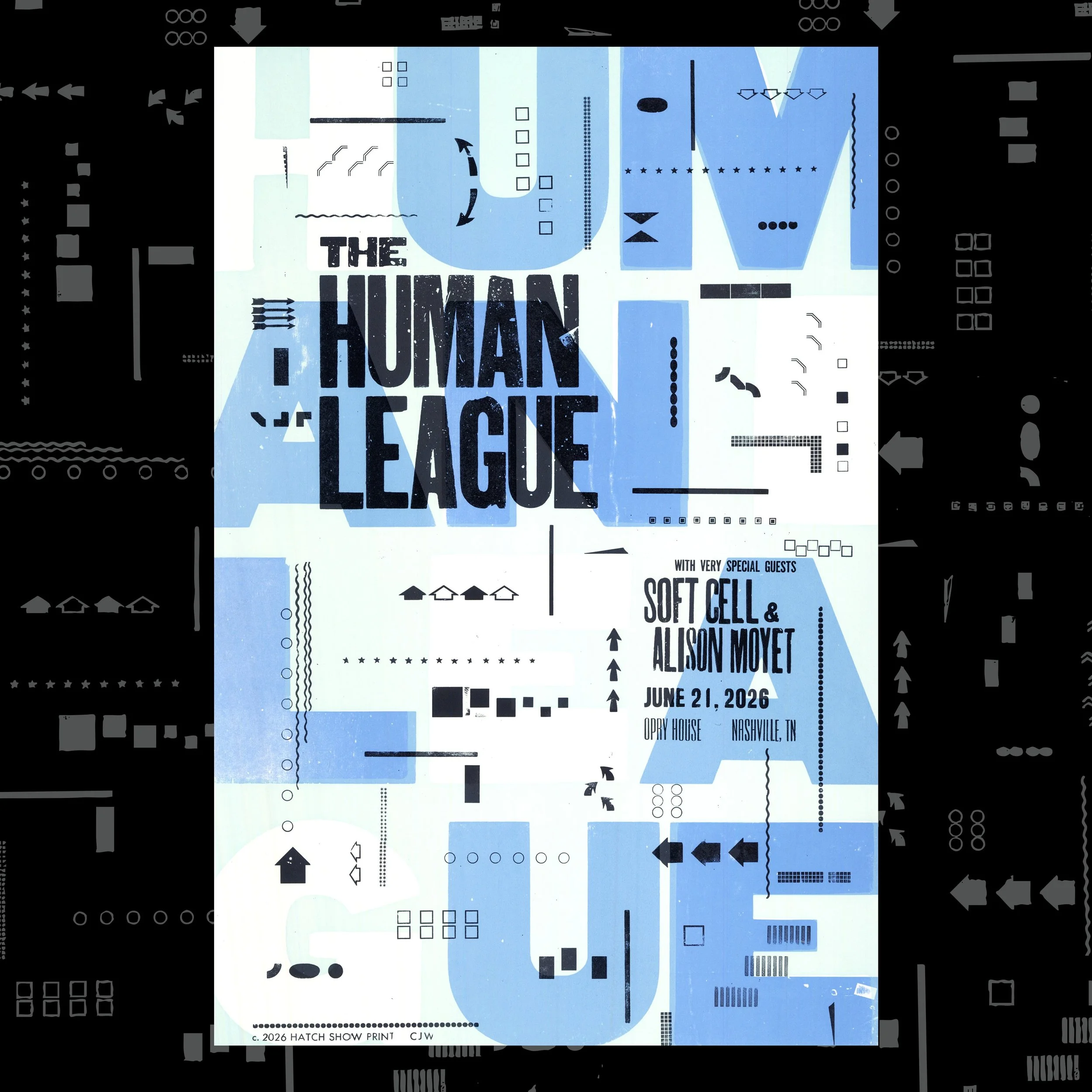 DON&rsquo;T YOU WANT TO LOOK AT THIS POSTER BABY? 

Poster for last night&rsquo;s @humanleaguehq show at The Opry House with @softcellhq and @alisonmoyetofficial. A fun design with a whole bunch of tiny elements hand set for a poster fitting for this