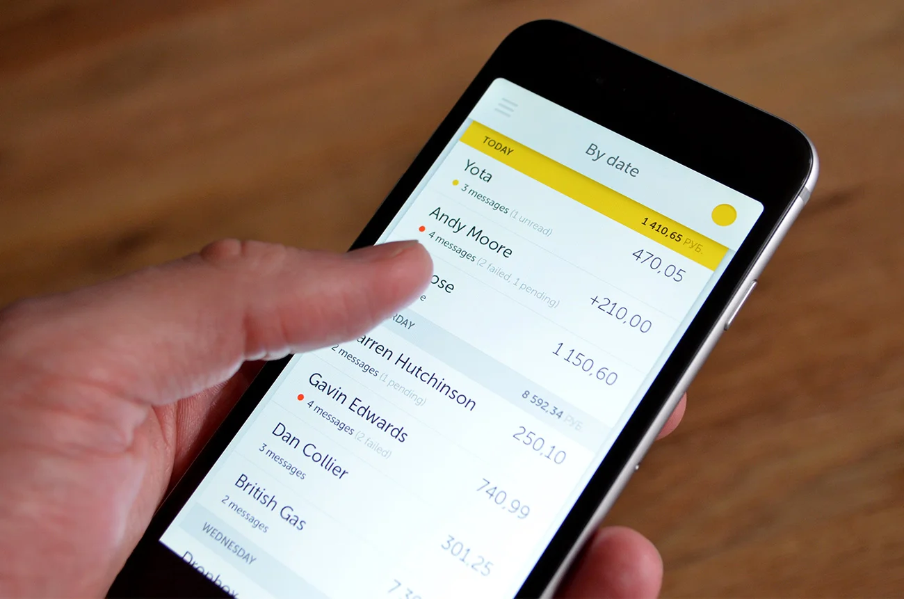 Mobile app: Transactions by date