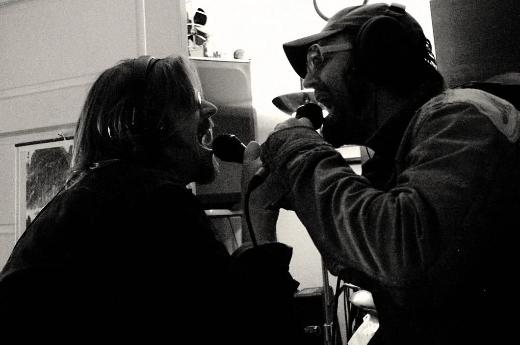 Laying down the vocals for Truckee Brothers' 'Kiss My Komodo' off the Double Happiness album. This was the one and only take and Jeff caught it (2007). Photo Jeff Wiant
