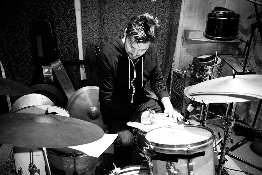 Re-writing during the 'Fürst In The Dirt' Sessions at Playground Sound (2014). Photo Stacie Huckeba.