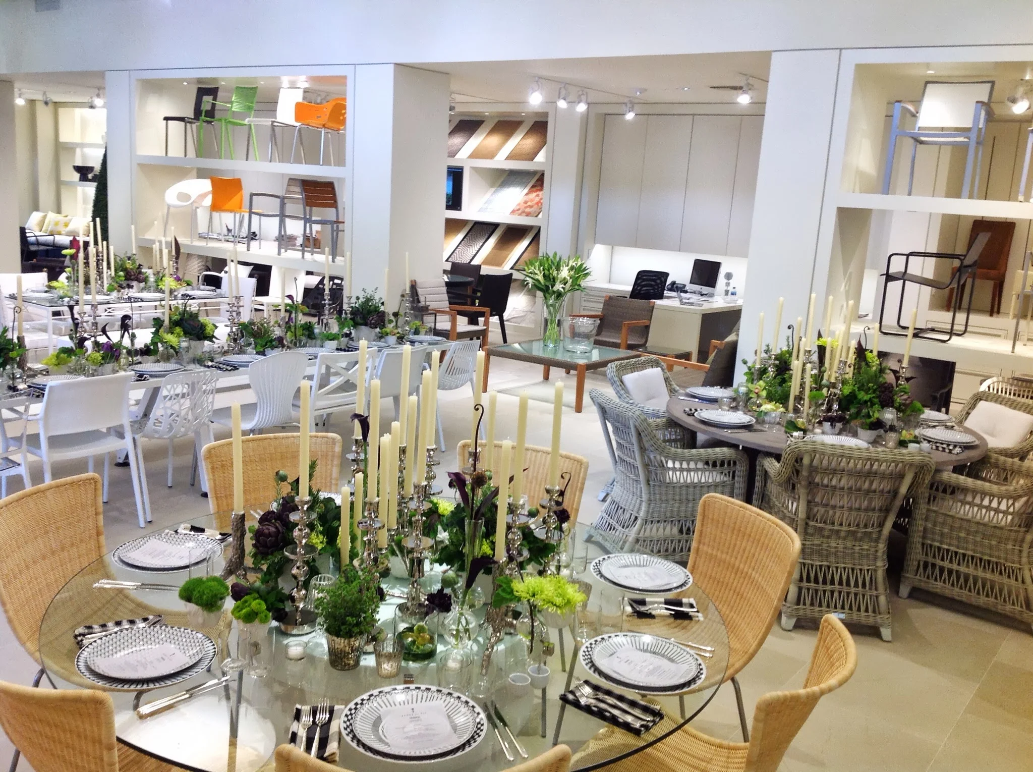 Launch Party- JANUS et Cie Round Tablescape and Flowers by Maxit Flower Design in Houston, Texas