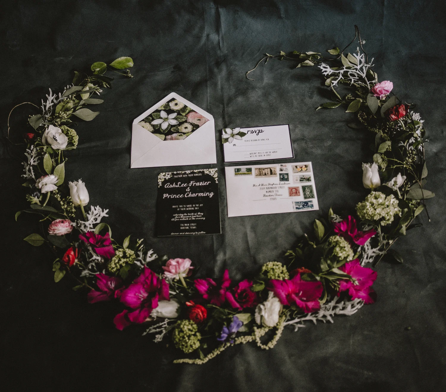 Maxit Flower Design Photoshoot- Dark Flowers Garland- Houston, TX
