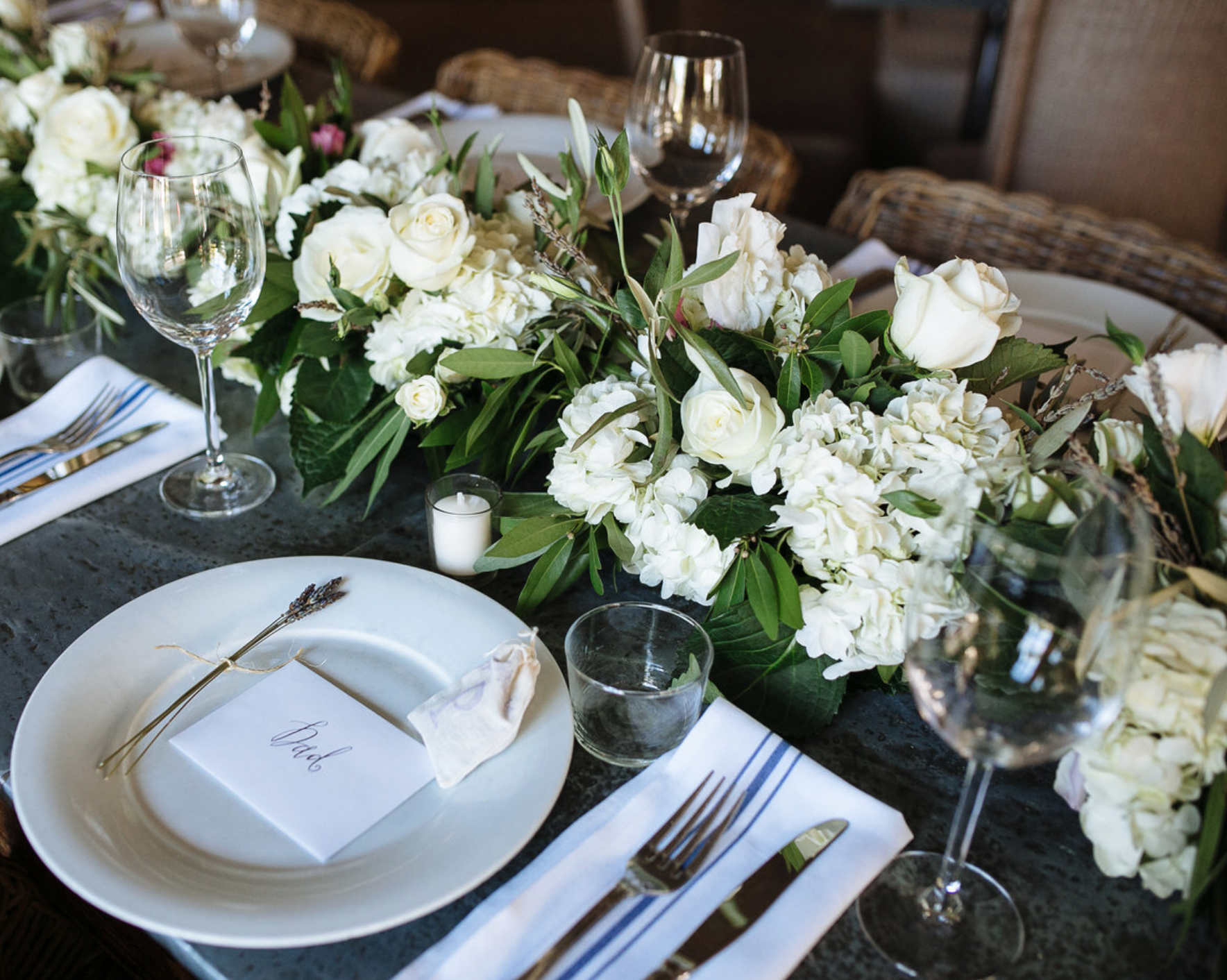 Place Setting & Garland- Maxit Flower Design- Houston Events