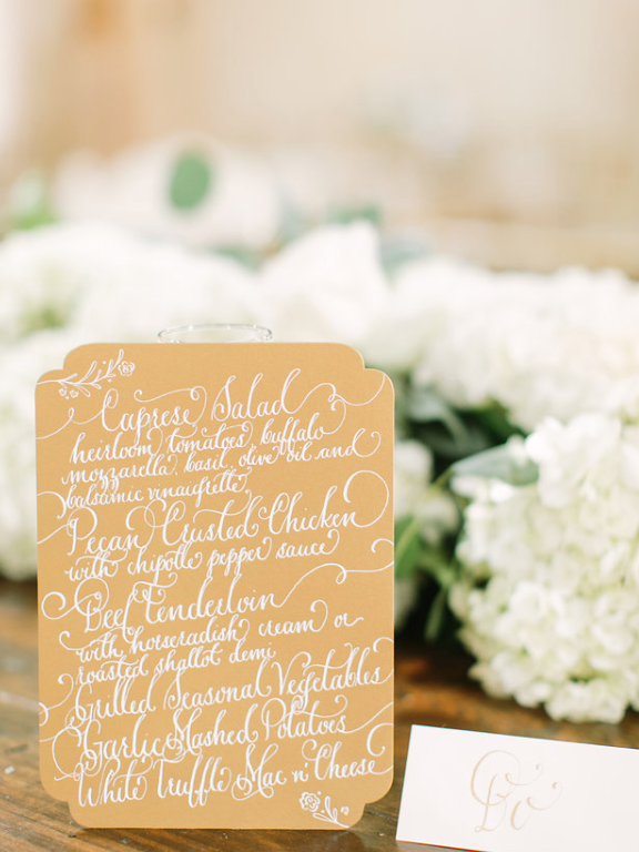 Hand Lettering Menu- Houston Weddings- Maxit Flower Design