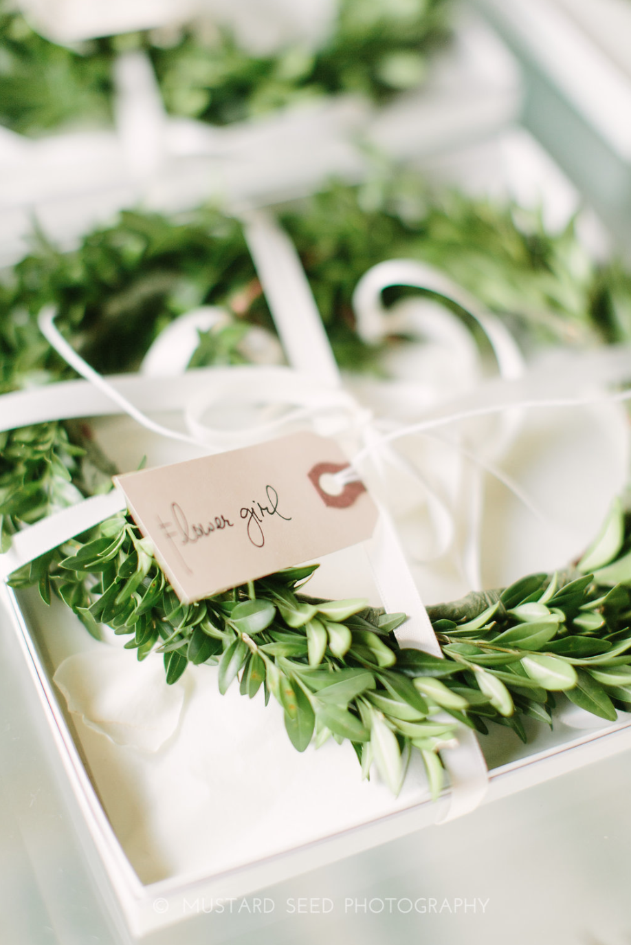 Flower girl greenery flower crowns by Maxit Flower Design in Houston, TX