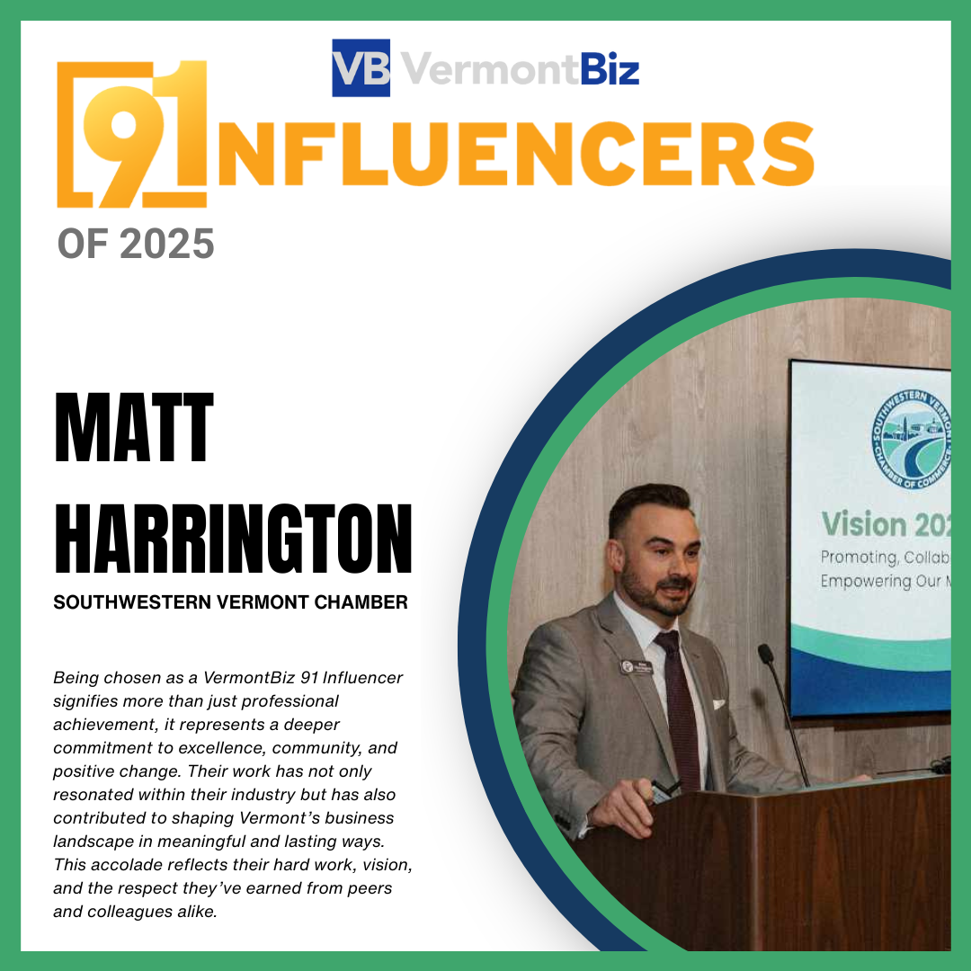 Harrington named one of VermontBiz’s 91 Influencers of 2025