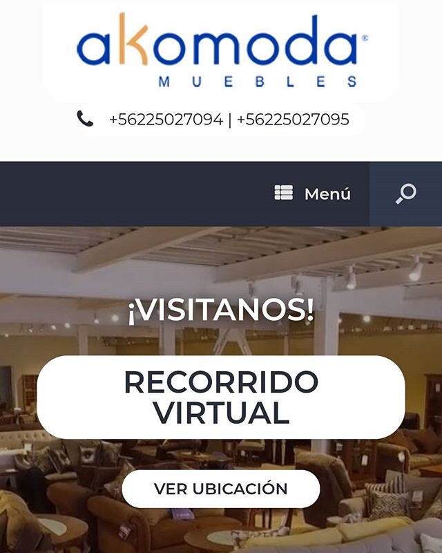 Nuestro Cliente @akomoda.muebles utilizando nuestro tour virtual en su p&aacute;gina web para vivir la experiencia de recorrerla sin exponer al personal y ni a sus clientes. Si necesitas existir en google maps contactos o quieres que tus clientes te 