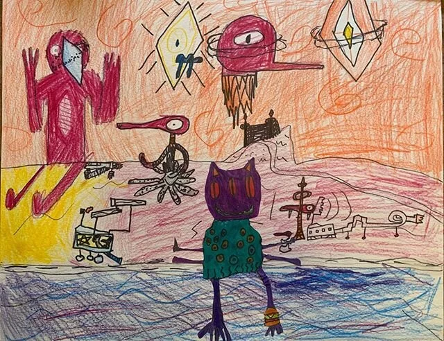 4th Grade study for Surrealist shadow box