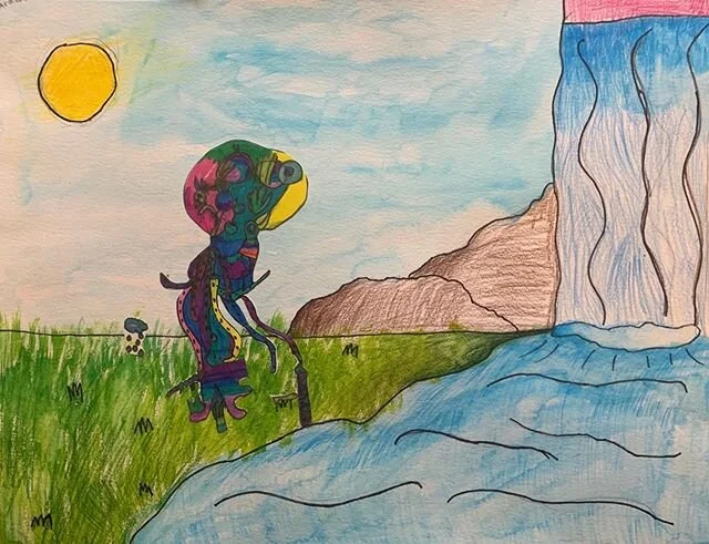 4th Grade study for Surrealistic shadow box