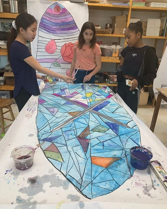 5th Graders Painting a Shakespeare set paintings