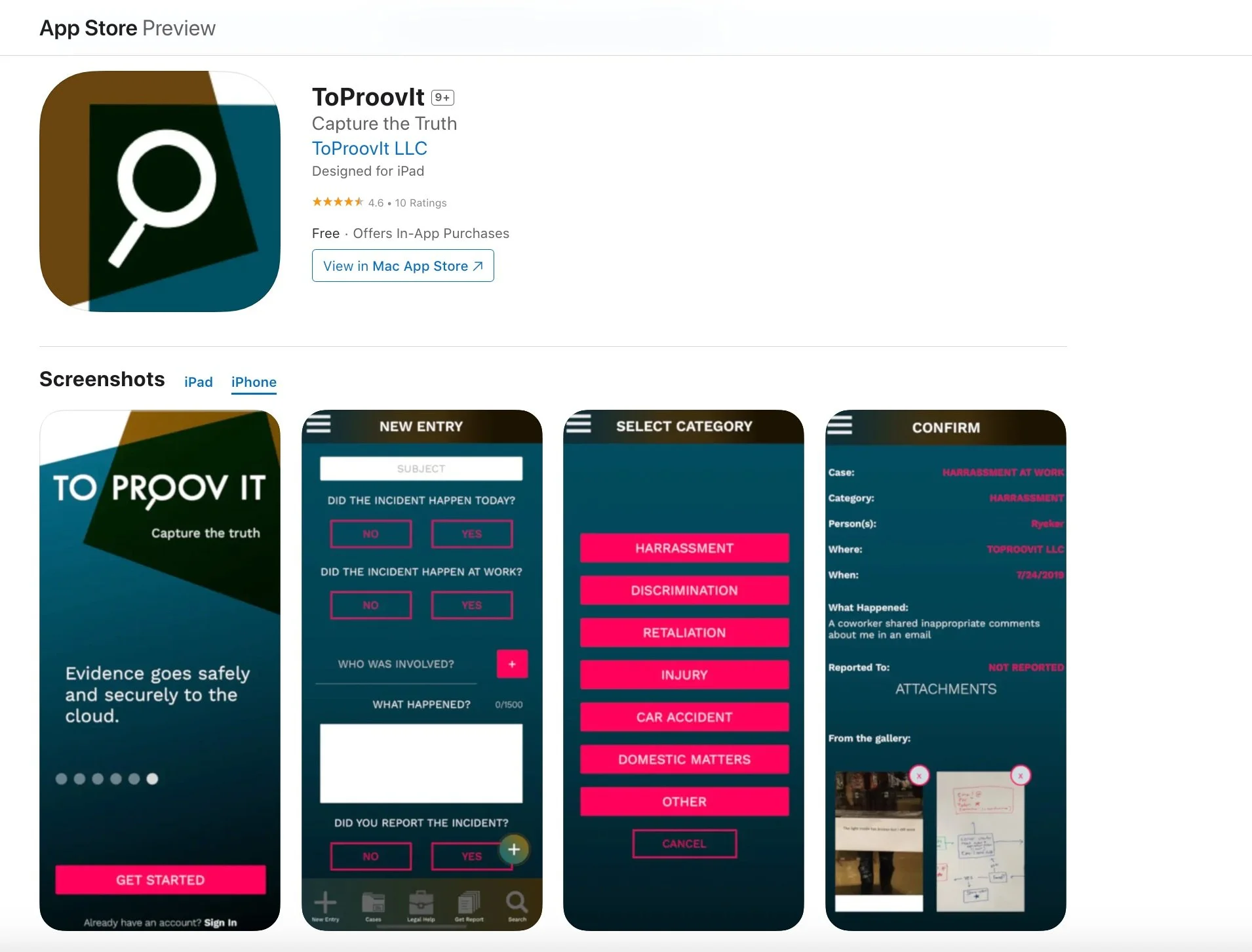 ToProovIt (acted as lead developer)