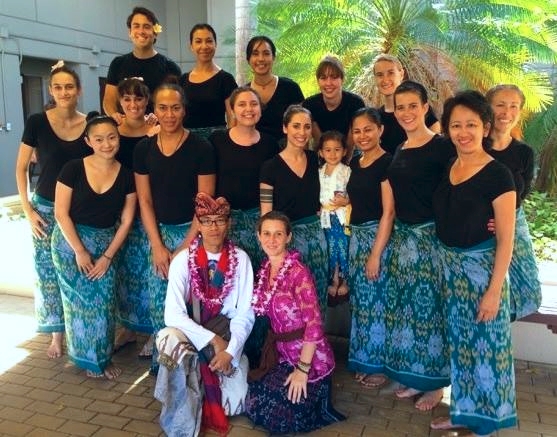The class gathering for the pau hana performance. Many students from both of Annie and Made's Balinese classes gathered to perform at this beautiful event.