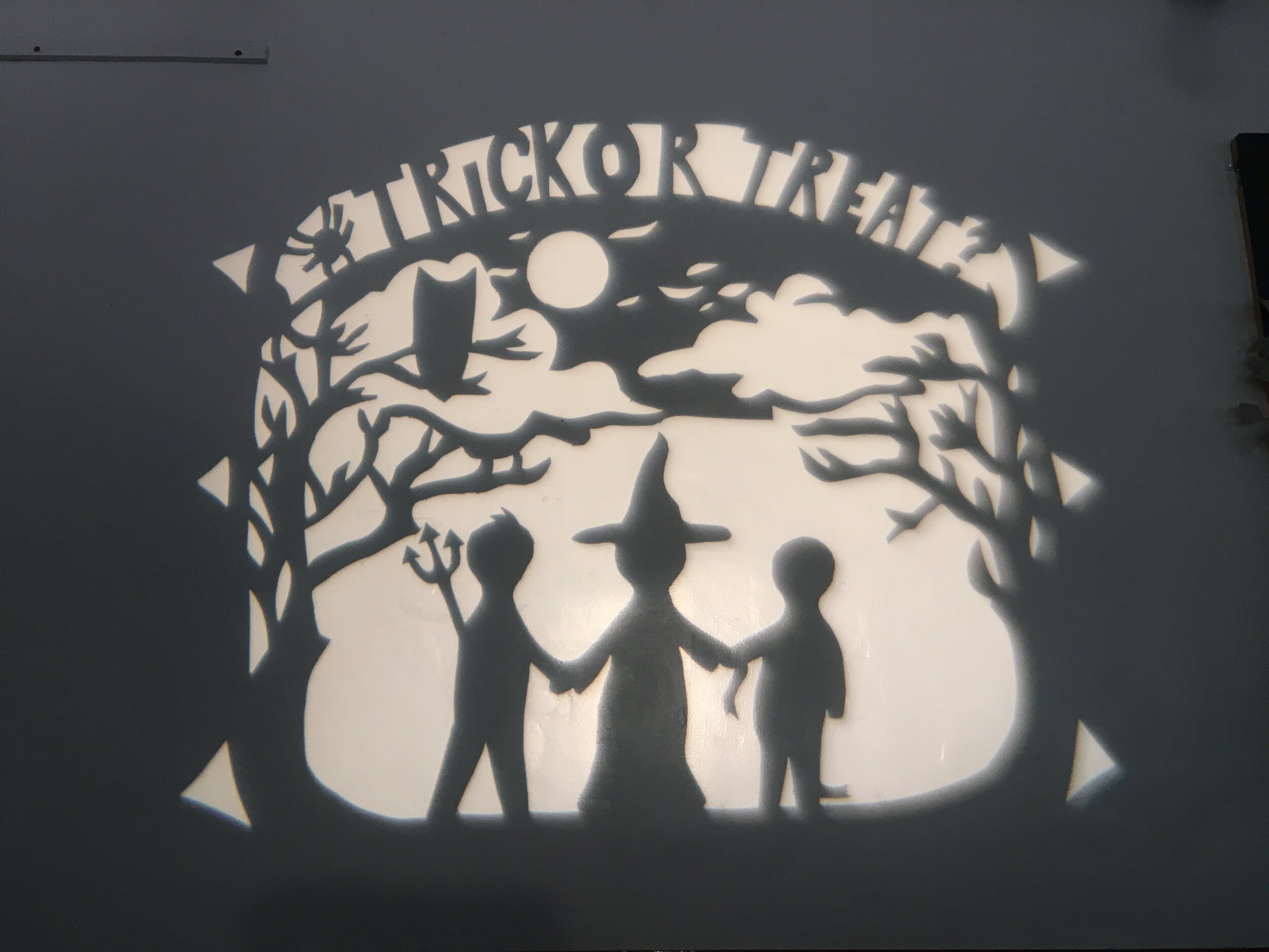  Shadow puppets for  Trick or Treat , an original short by Aubrey and Sara Baraldi, performed on an overhead projector  