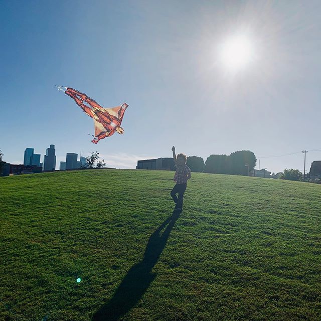 (When urban heat stress is real) - let's go fly a kite! Even at almost dusk, after the heat has abated. The Joy of Ironman continues.