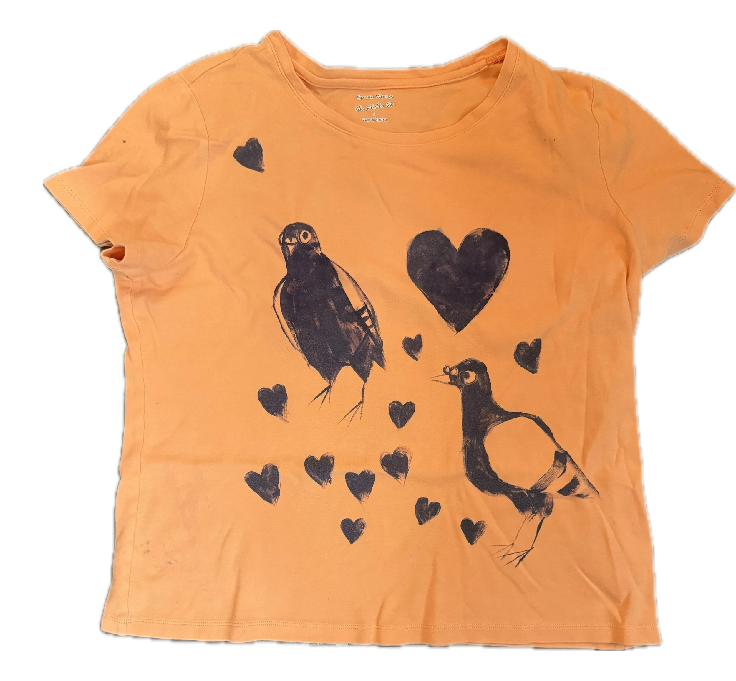 PAINTED PIGEONS AND HEARTS: ORANGE