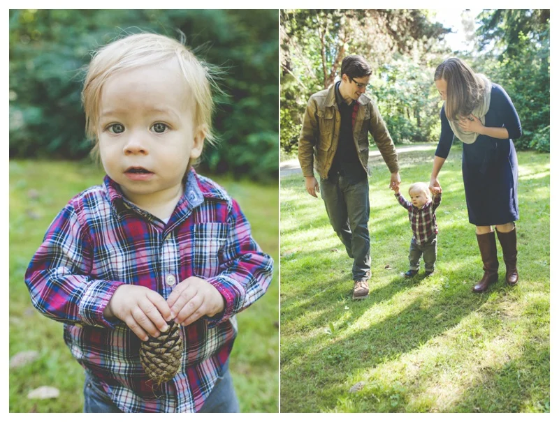 cute little boy with pinecone - the Happy Film Company - Seattle Family Photographer