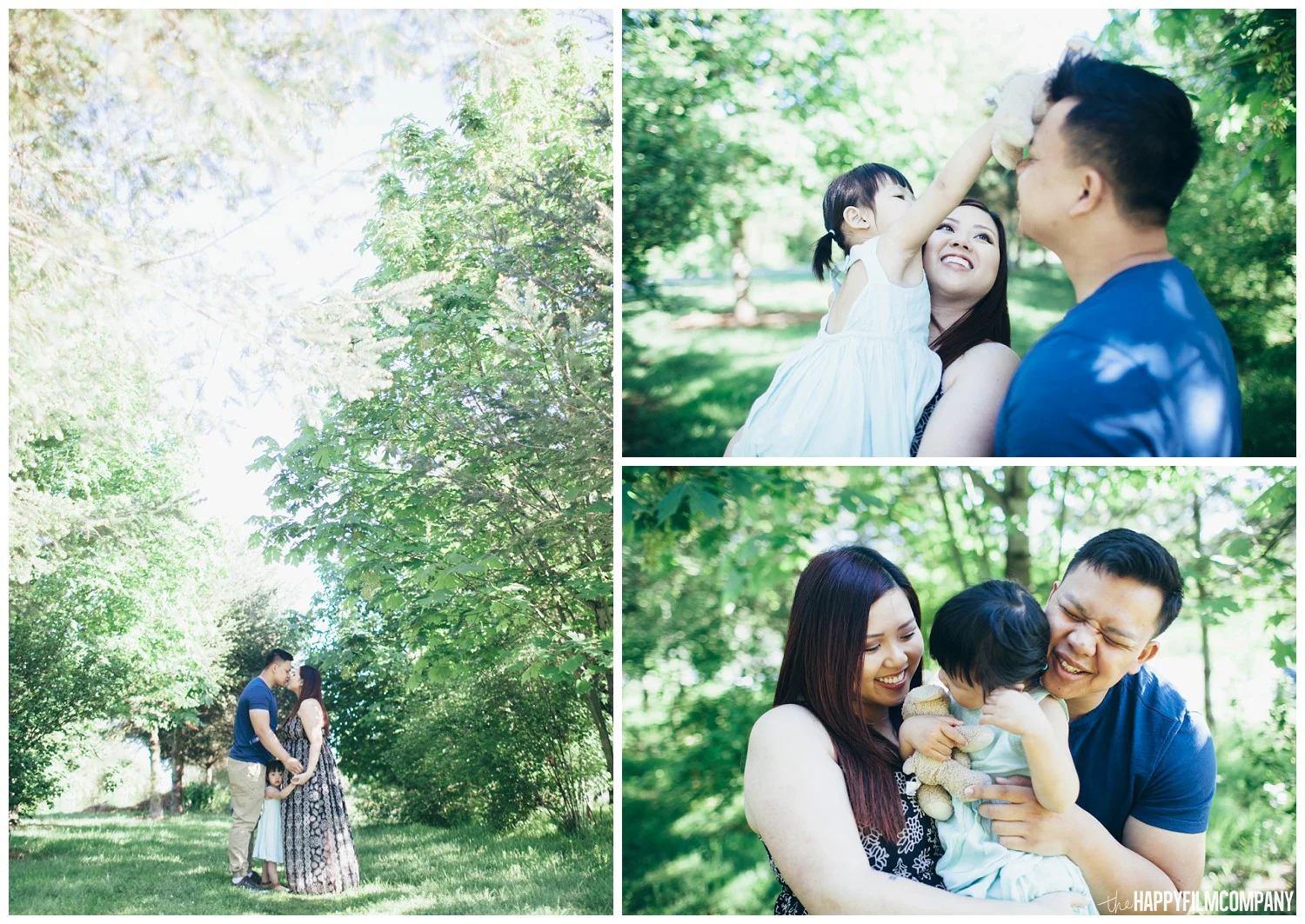 Mom, dad and Little girl enjoying the Sunset - the Happy Film Company - Seattle Family Photography