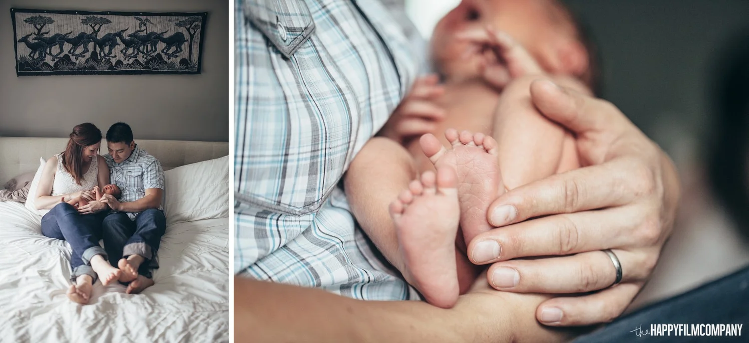 Mom and Dad with their newborn baby- the Happy Film Company - Seattle Family Photos